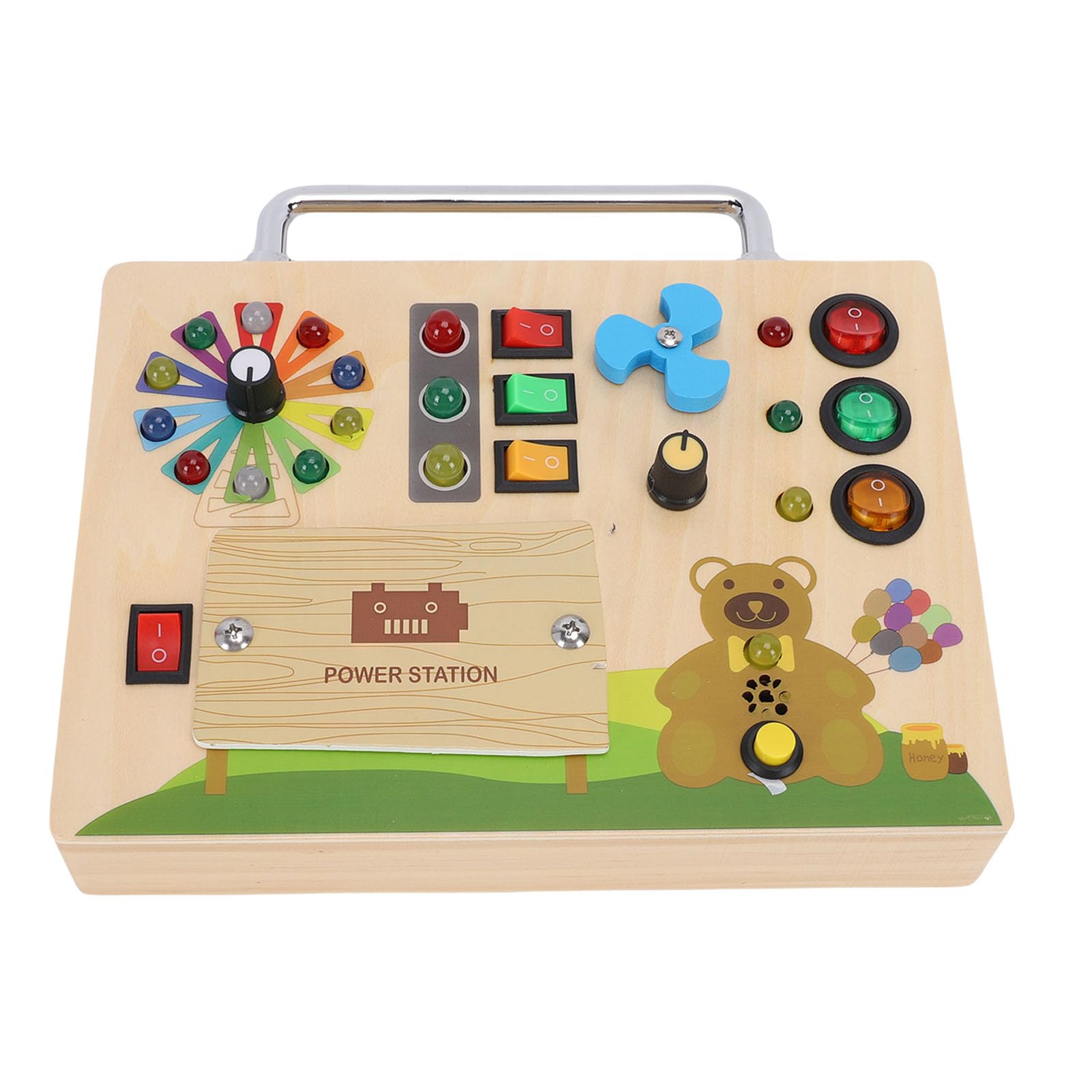 Tablero Sensorial de Madera con Herramienta de Semáforo LED para el Desarrollo de Habilidades de Niños Pequeños 22 X 4 X 20 Cm