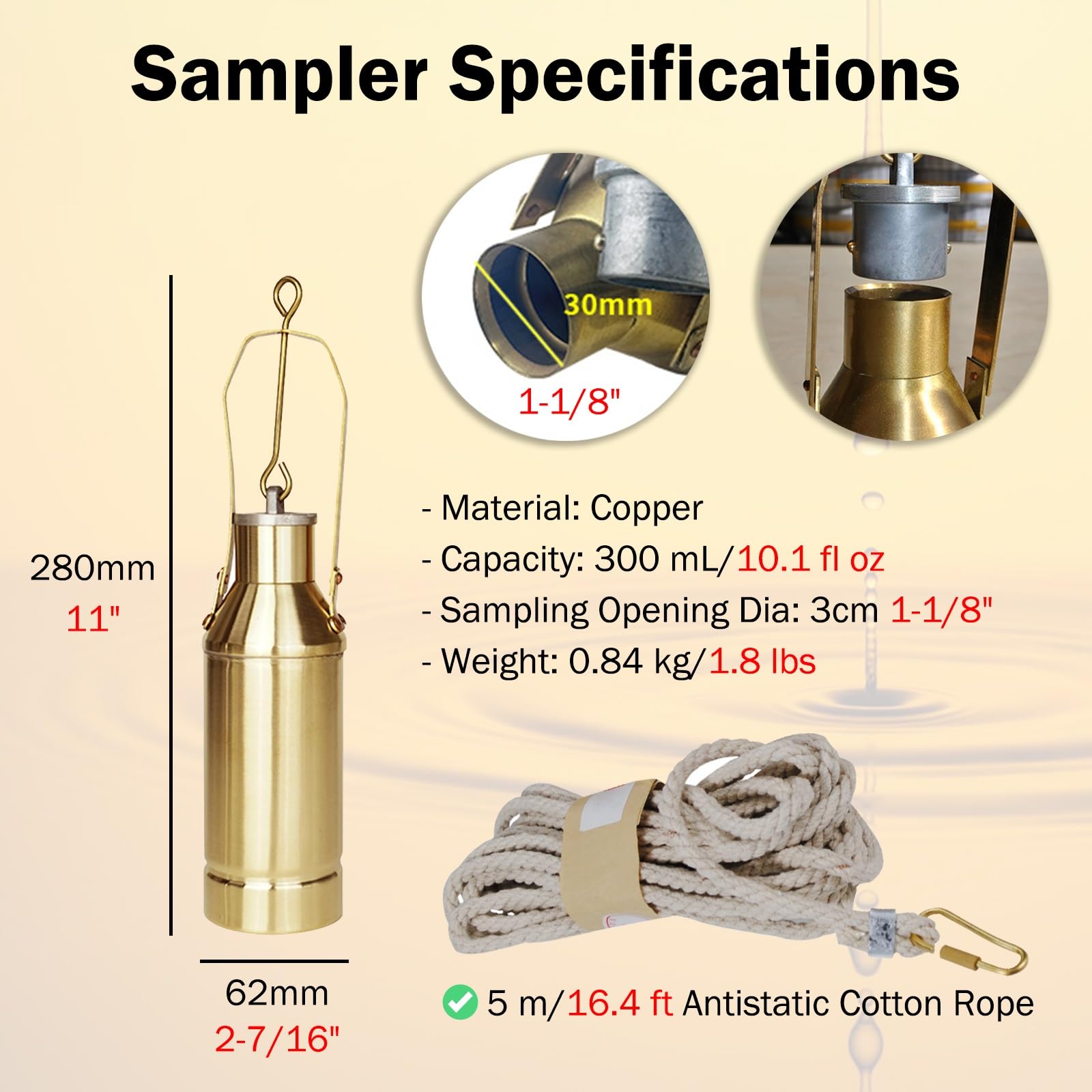 Plant Oil Extractor Copper Oil Tank Sampler Set – 300ml/500ml/1000ml ...