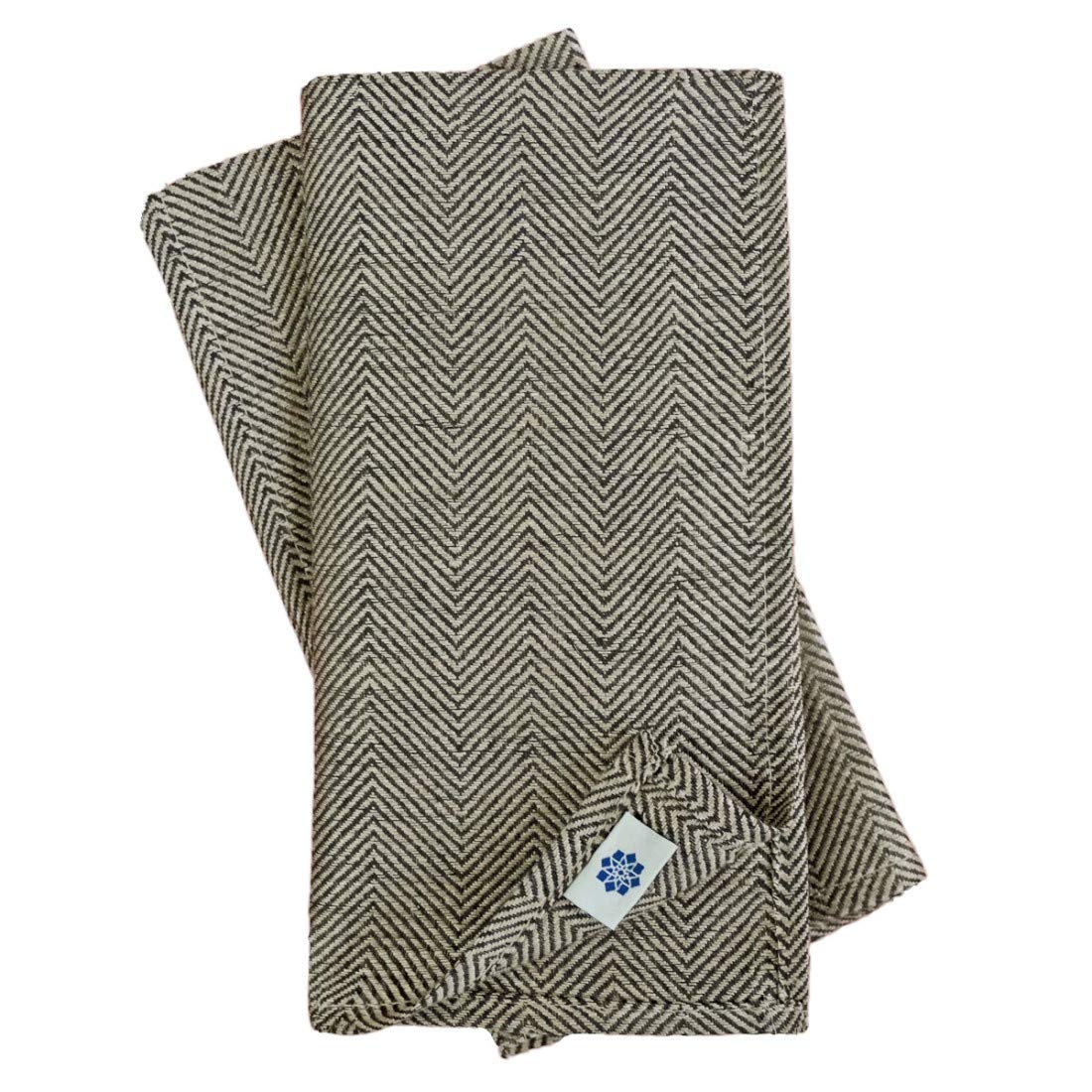 Linen & Cotton Lusso Set di 4 Tovaglioli da Tavola Oska in Tessuto - 100% Lino, Nero Beige (47 x 47 cm) Tovaglioli di Stoffa Decorazione della Tovaglia Tavolo da Pranzo per Feste Compleanno Banchetto
