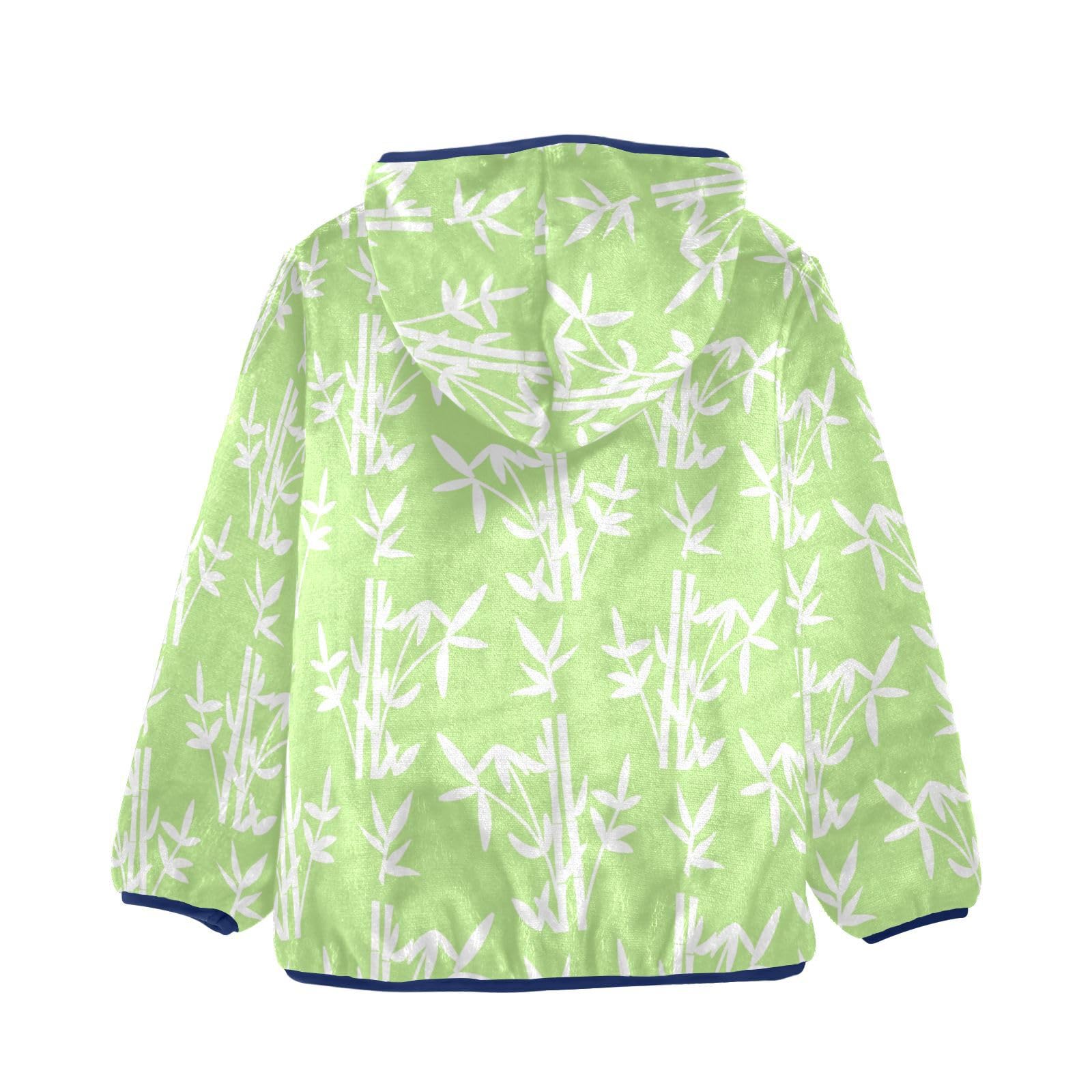 Abrigos de otoño e invierno para niños, abrigo con capucha para bebés, cálido, manga larga, cremallera, resistente al viento, con dos bolsillos, para niños de 3 a 10 años, patrón de bambú