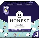 The Honest Company Clean Conscious Overnight Diapers Plant-Based Sustainable Sleepy Sheep Club Box Size 3 16-28 lbs 60 Count