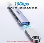 BENFEI 4-Port USB Hub: 1x 10Gbps USB 3.2 + 3X USB 2.0- for Mouse, Keyboard, Flash Drive, Printer - Compatible with Laptop, PC, Xbox, PS5