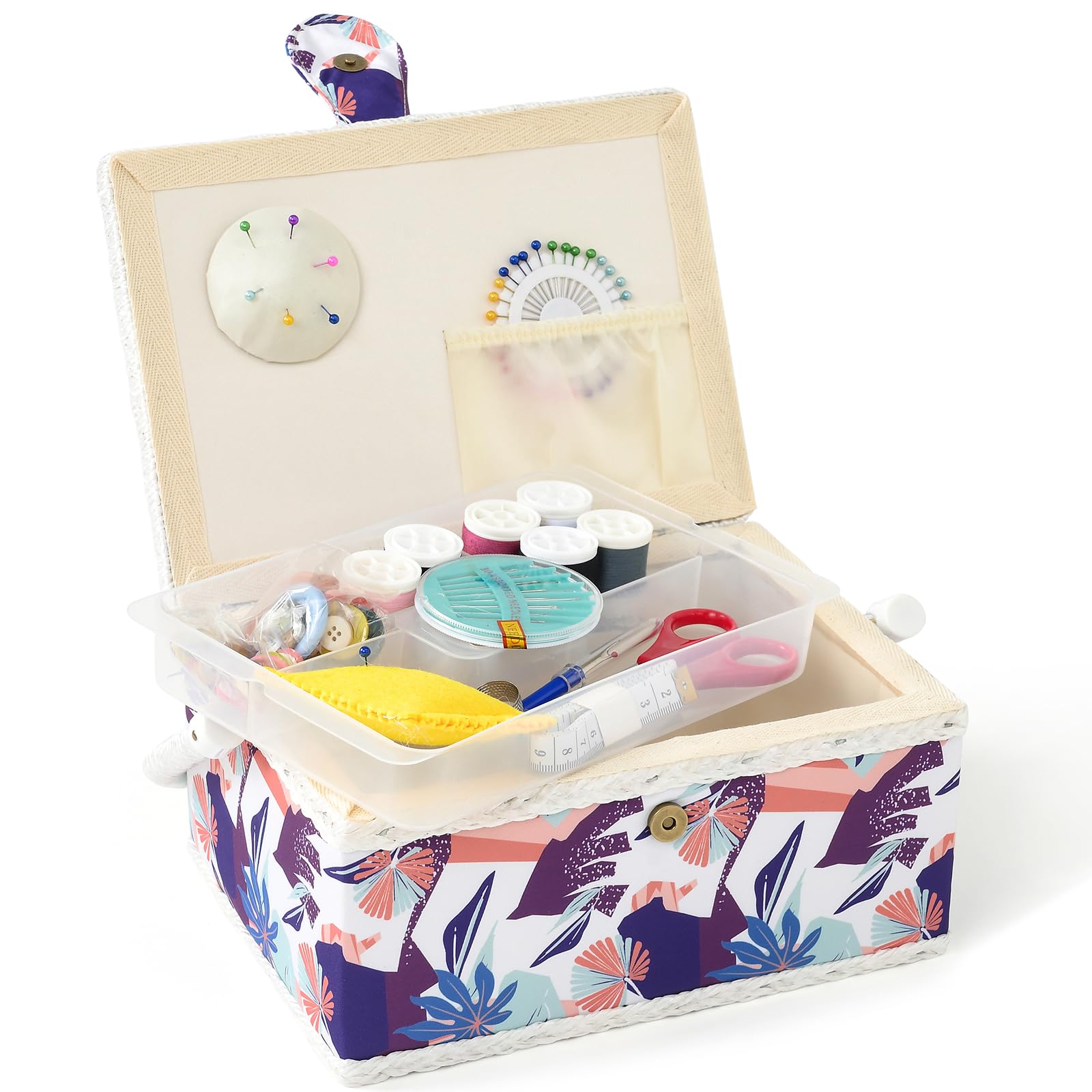 NOTIONSLAND Sewing Basket for Home, Medium-Sized Storage Box with Accessories, Gift for Christmas Thanksgiving