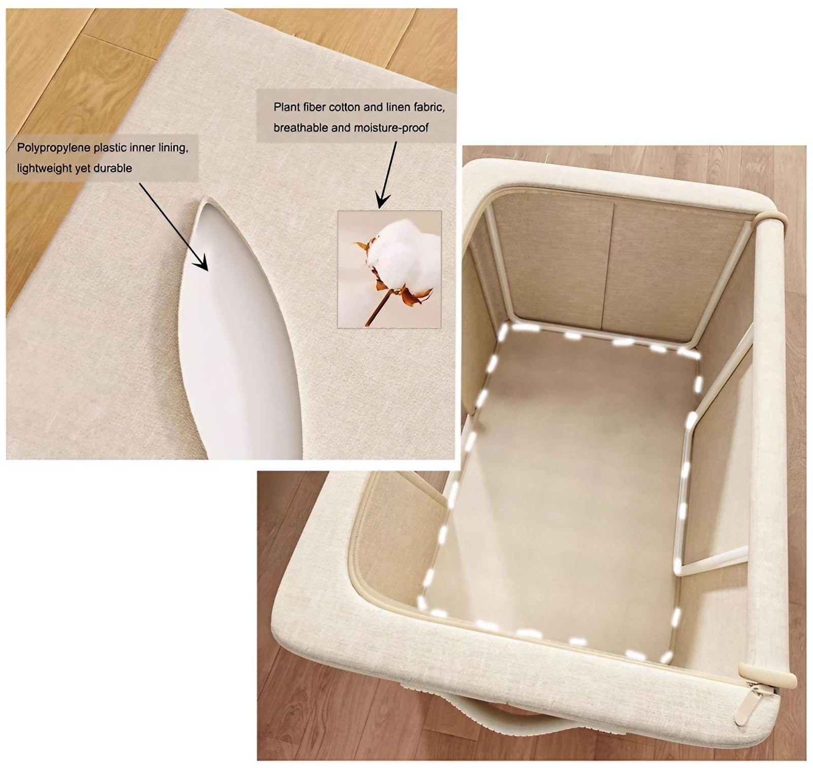 Aufbewahrungstasche für Kleidung Faltbar, Kleiderbox mit Deckel Wasserdicht, Organizer aus Stoff für Kleiderschrank, Aufbewahrungsbox für Bettwäsche(60 x 42 x 40 cm)
