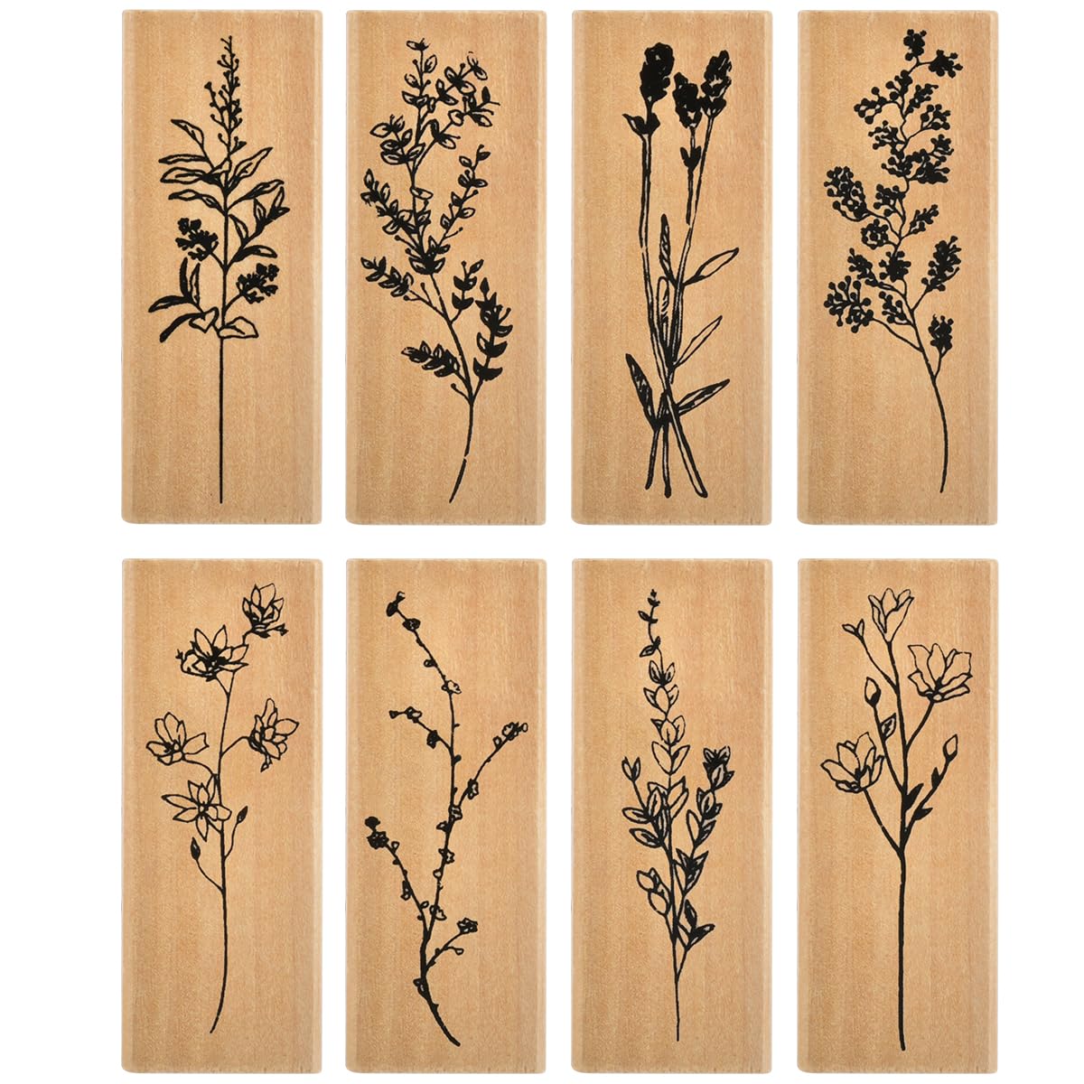 Timbri in Legno per Piante 8PZ BUYGOO Set di Gomma Timbri Decorativi Vintage Floreali