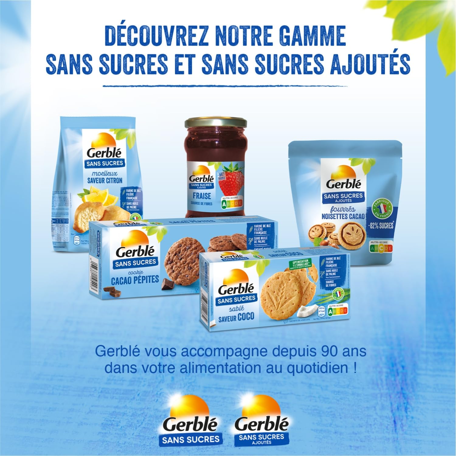 Gerblé Génoise Chocolat Orange Sans Sucres – Gâteaux Moelleux Sans Huile de Palme, Format Pratique, 1 lot de 8 paquets