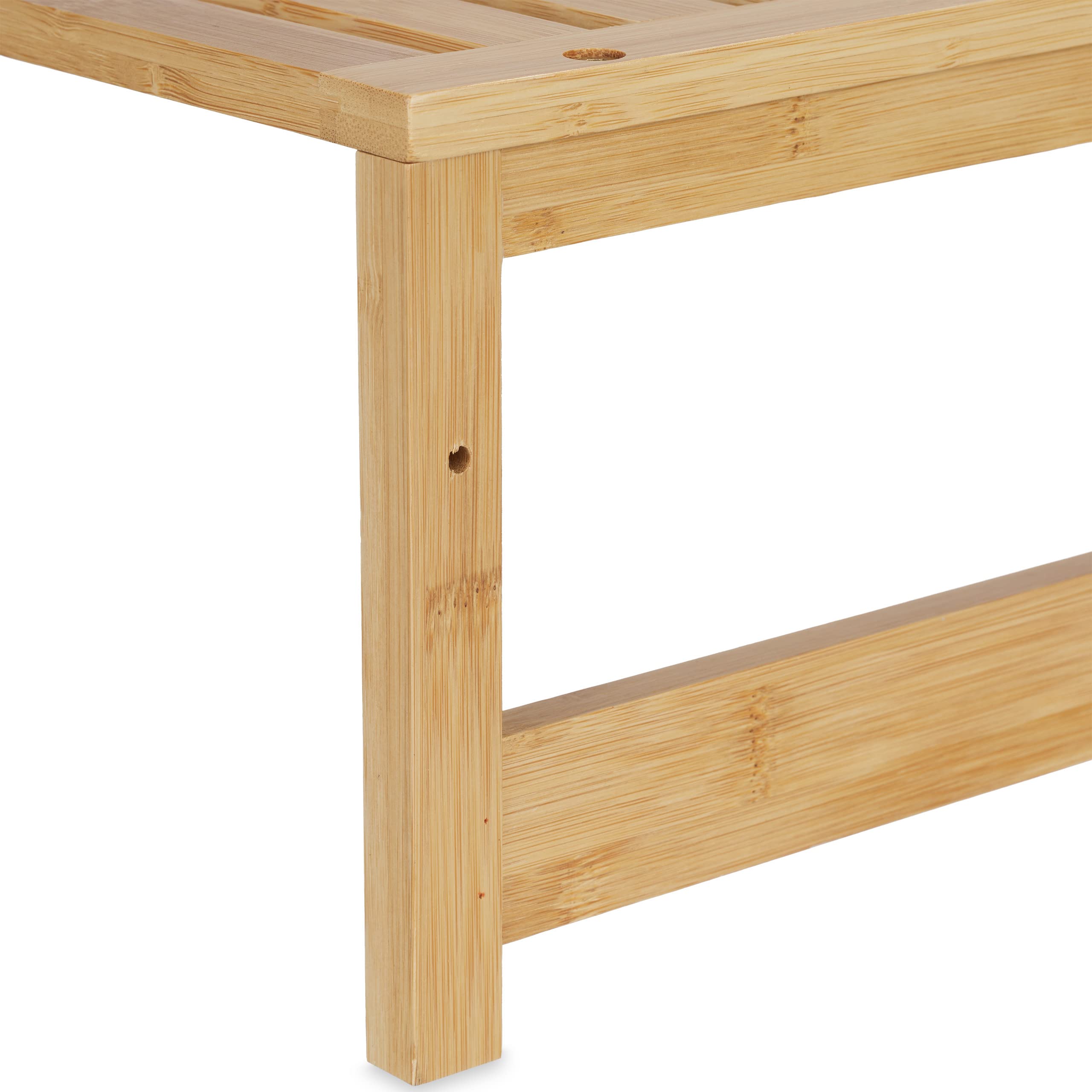Relaxdays Mensola Appendiabiti, Attaccapanni con Ripiano, Bagno e Ingresso, 3 Ganci, bambù, HLP 18x37,5x16 cm, Naturale