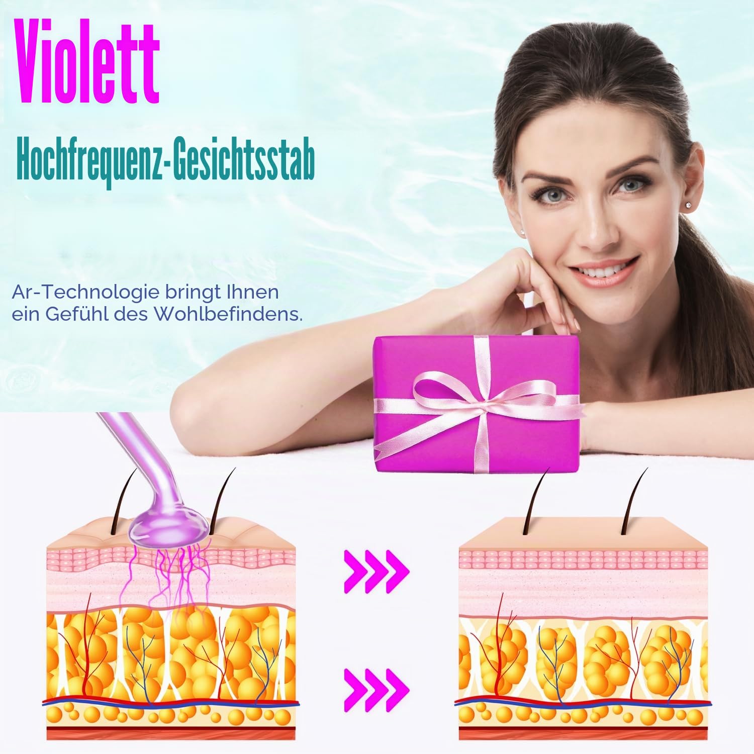 TUMAKOU Hochfrequenzstab Gesicht Hautstraffung Faltenreduzierung Aknebehandlung Hauttherapiegerät 6 Argon Stab