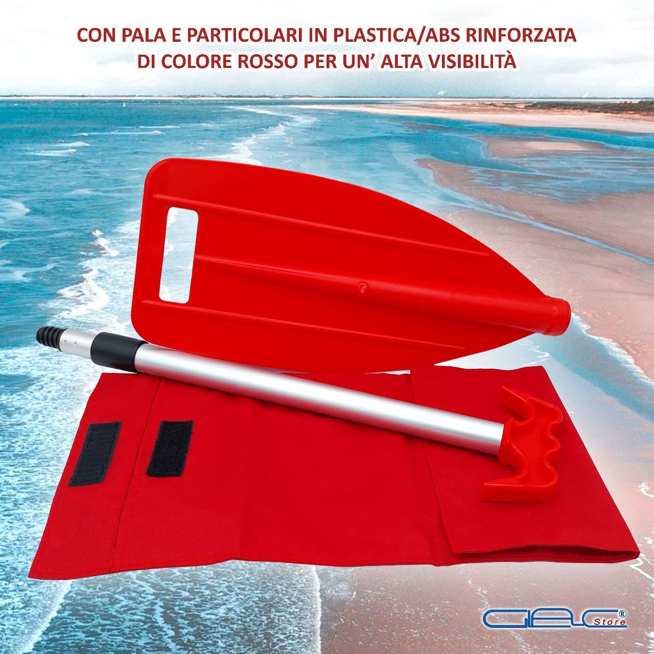 Pagaia Telescopica Portatile con Sacca Lega Leggera di Alluminio ABS da 81 cm a 107 cm Canoa Kayak SUP Gommone