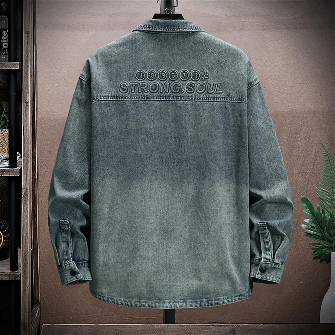 Męskie sprane bawełniane koszule dżinsowe Hip Hop Streetwear Slim Fit Kurtki kowbojskie Retro Jeans Top Coat