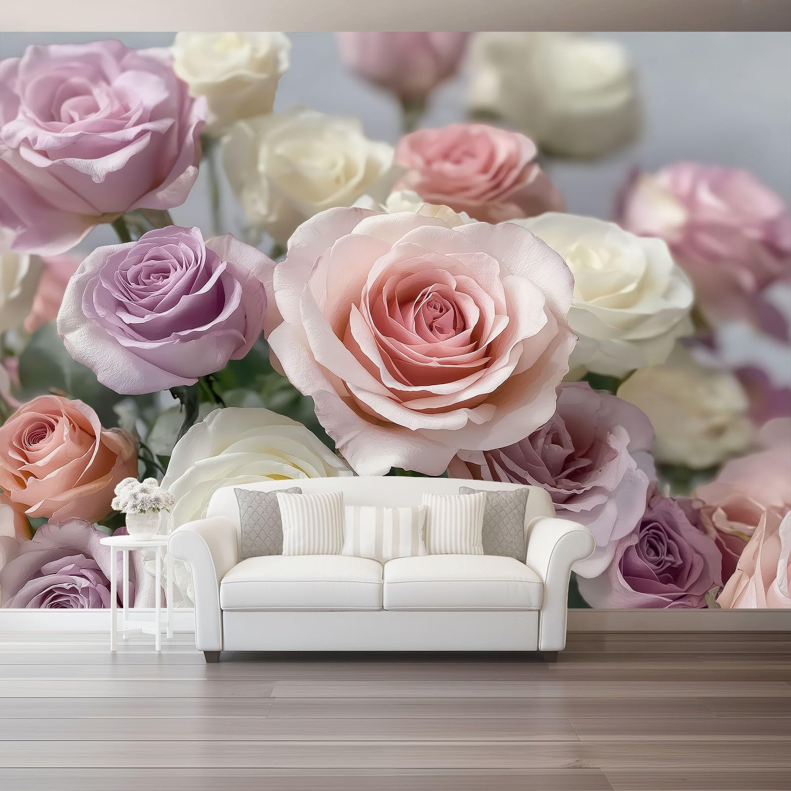 Papier peint Saint-Valentin fleurs romantiques pour chambre