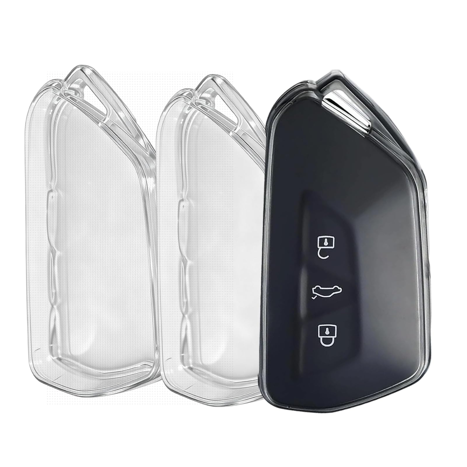 2 Stück Schlüsselhülle Autoschlüssel Hülle für VW, Transparent TPU Schlüsselcover, Schlüsselgehäuse für Golf 8 GTE GTI ID.3 ID.4 Seat Leon MK4 Ateca Skoda Octavia 4 Cupra (Transparent)