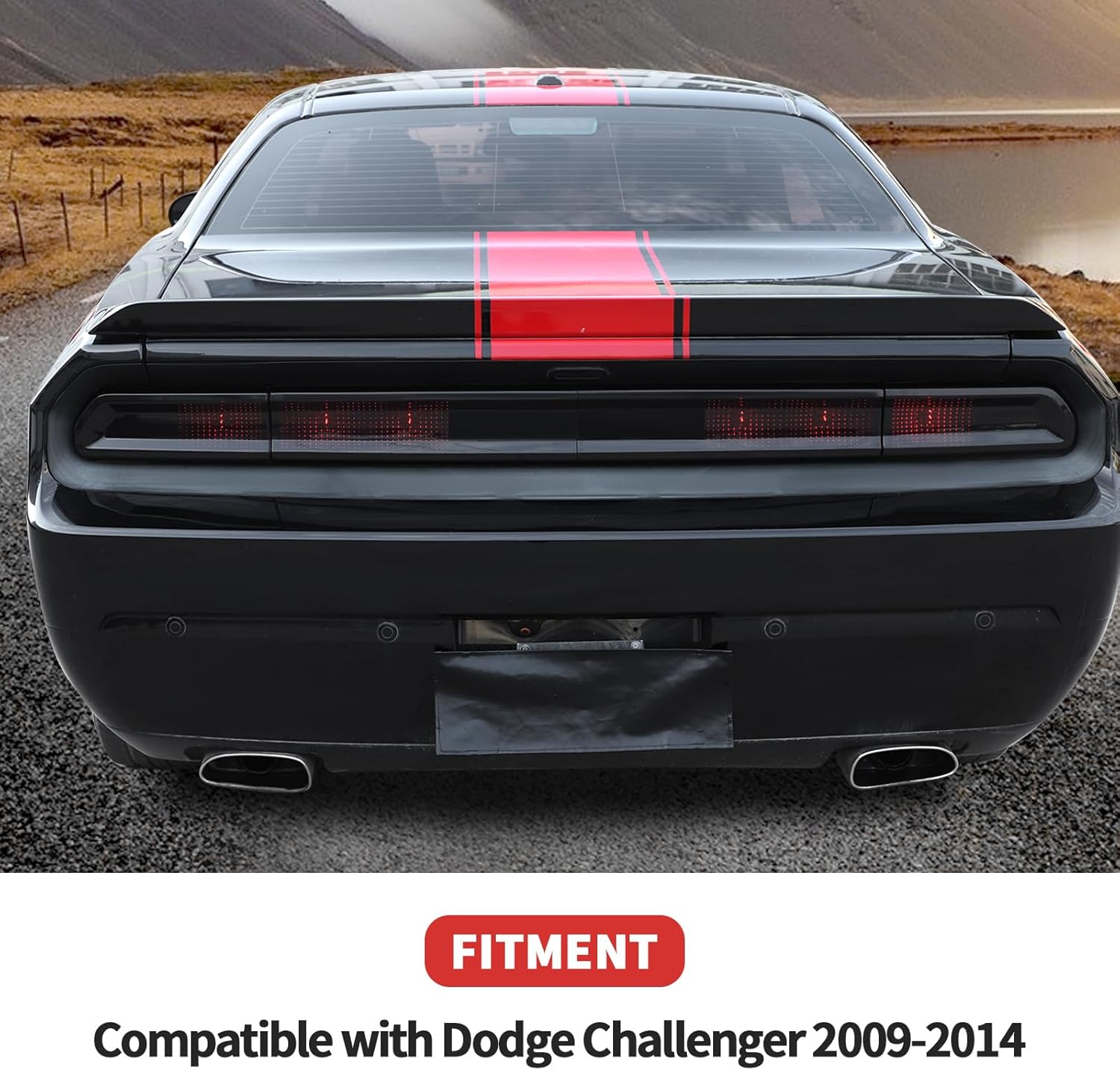Tail Light Taillight Cover Rear Light Guard Trim Fit for 2009-2014 Dodge Challenger (Smoked Black)