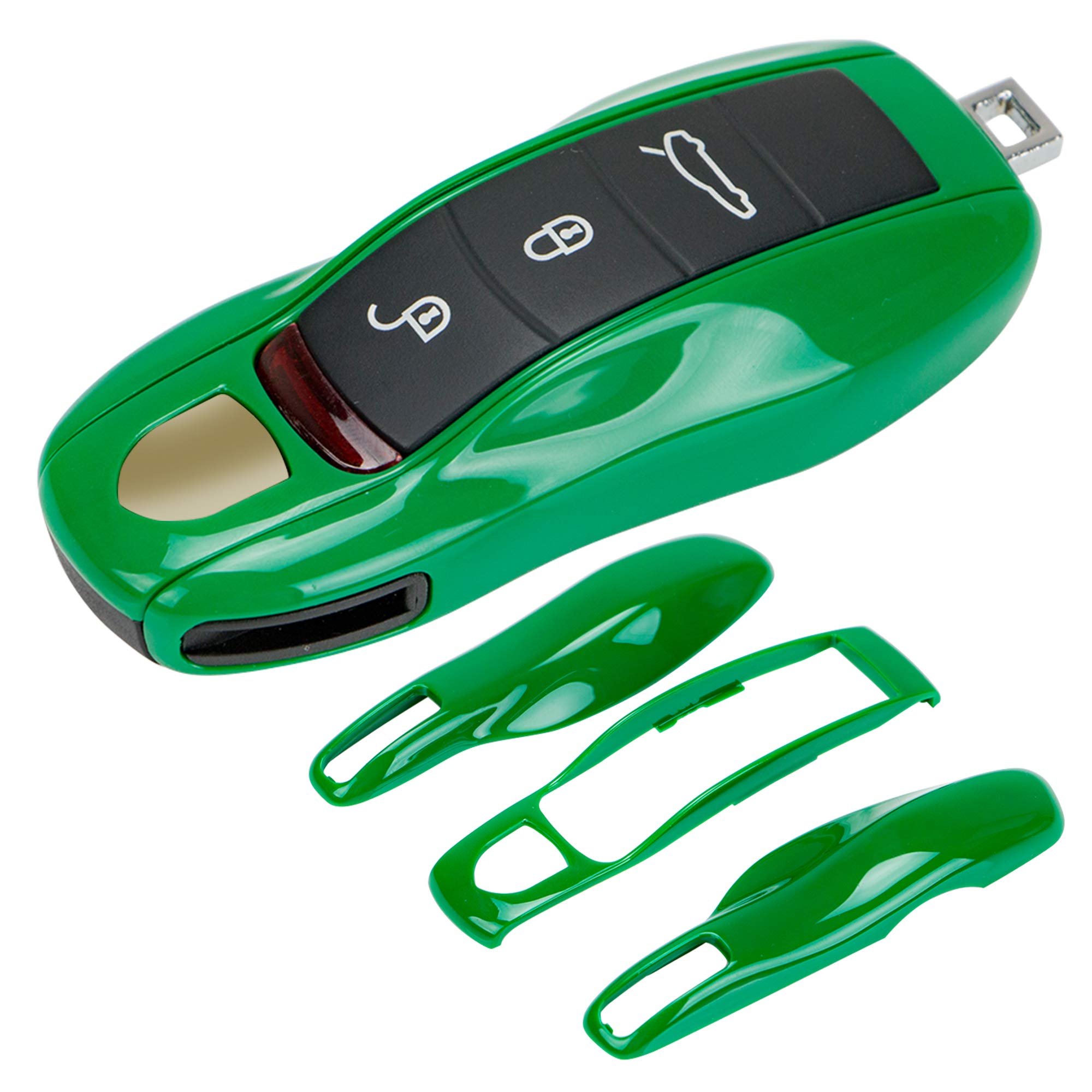AeroBon 3-Piece Painted Key Cover Key Fob Shell Compatible with Porsche Key Shell Replacement (MK1, Green)
