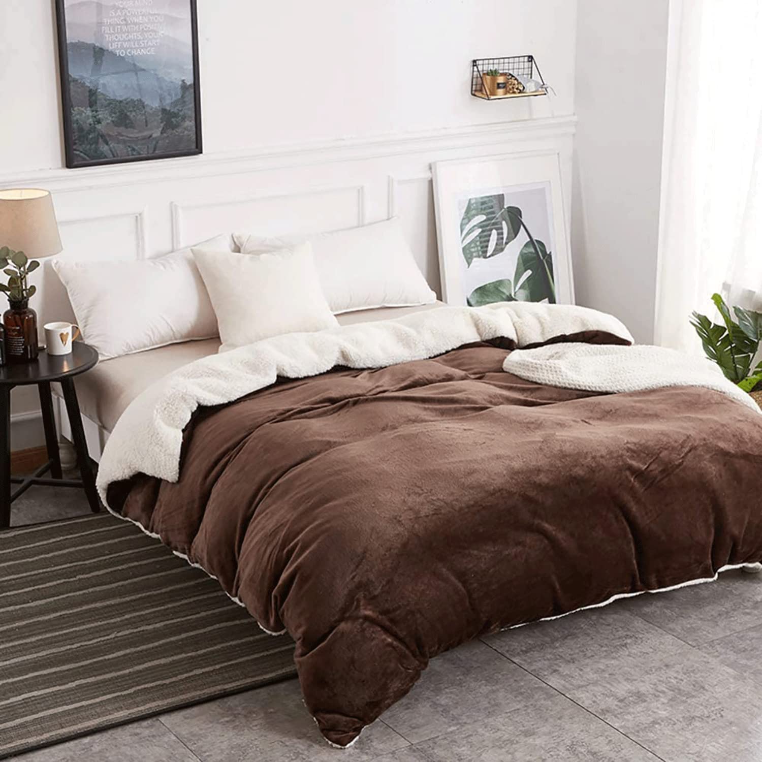 Housse de couette en velours 180x200cm anti-froid pour un sommeil réparateur