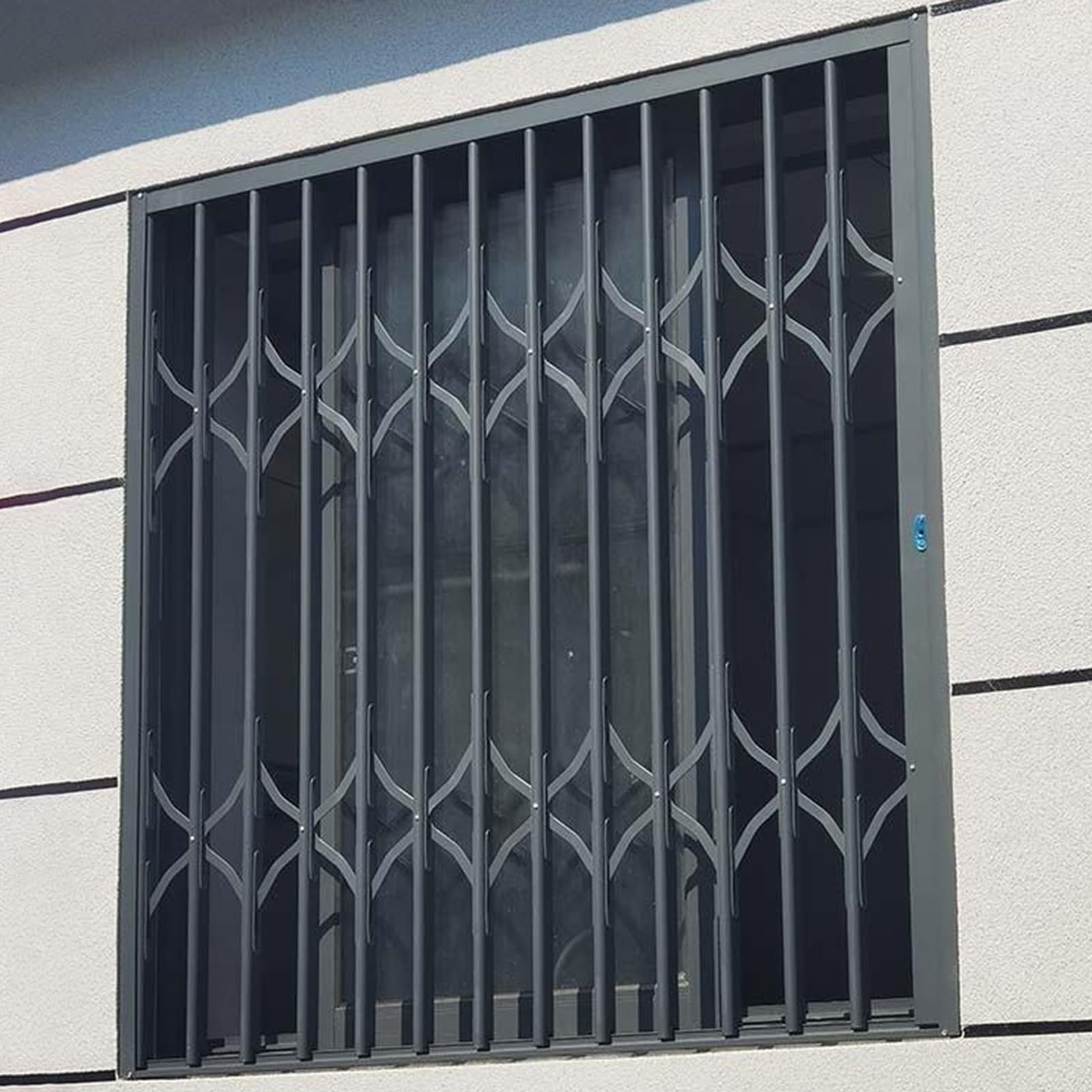 Barres de fenêtre antivol sécurisées en aluminium pliables pour chambres d'enfants, lofts et abris de jardin, protections de sécurité noires avec clé (150 x 90 cm)