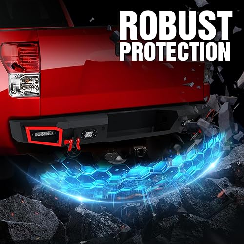 Miniatura 6 de YZONA Parachoques trasero todoterreno compatible con camioneta Toyota Tundra 2007, 2008, 2009, 2010, 2011, 2012, 2013, parachoques de ancho completo