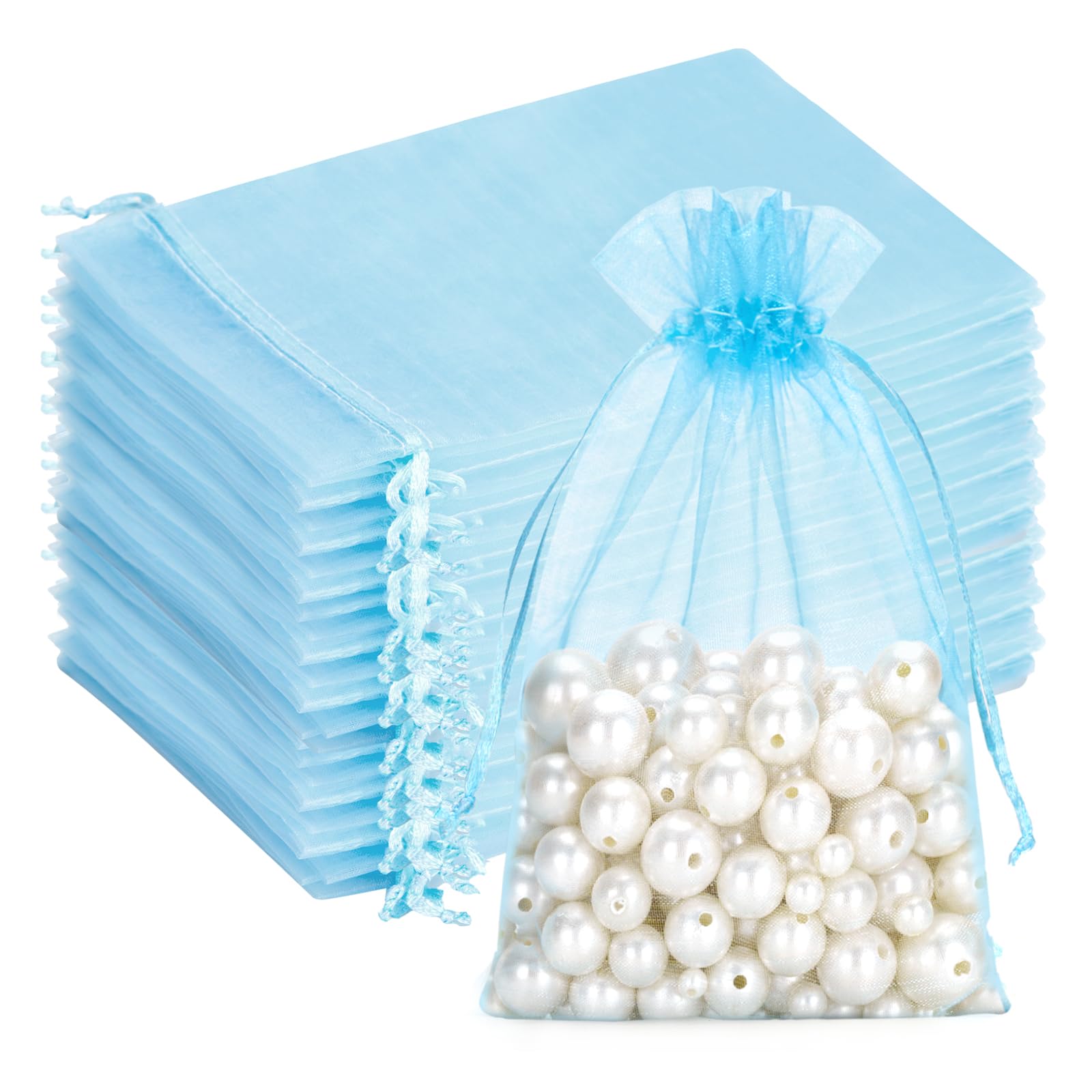 G2PLUS 100 Stück Organzasäckchen, Geschenk Organzabeutel, Hochzeit Organza-Beutelchen mit Kordelzug Sie als Hochzeit Bonbonsbeutel, Schmuckbeutel, Geschenkbeutel