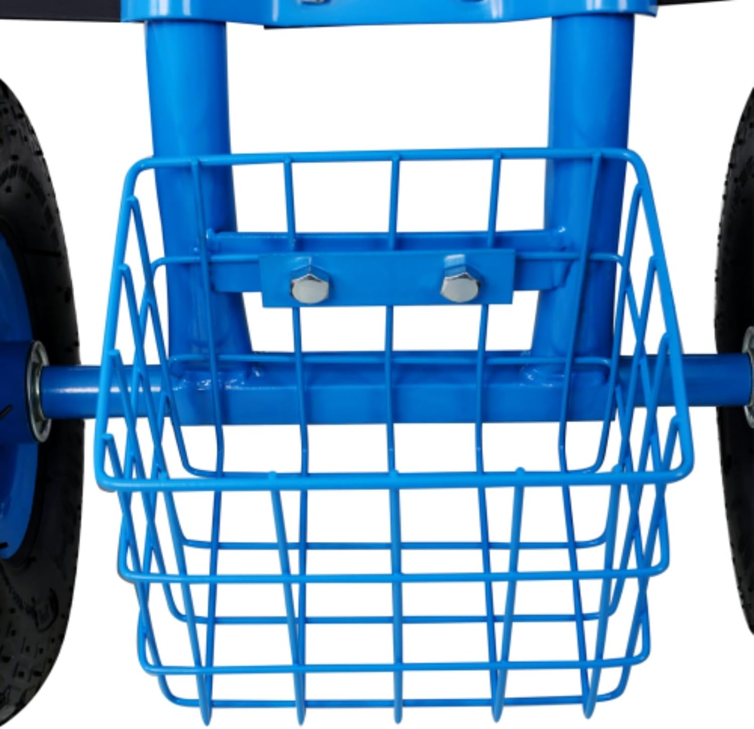 Garden Cart, Yard Transporter, Rolling Garden Scooter with Wheels and Tool Tray, 360 Degree Swivel Seat, Steel Frame, 4 Large Wheels, Blue