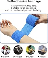 Vista 5 de Vendajes autoadherentes para deportes, esguince, hinchazón y dolor en muñeca y tobillo, 8 unidades, 2 x 14.7 pies (rosa)