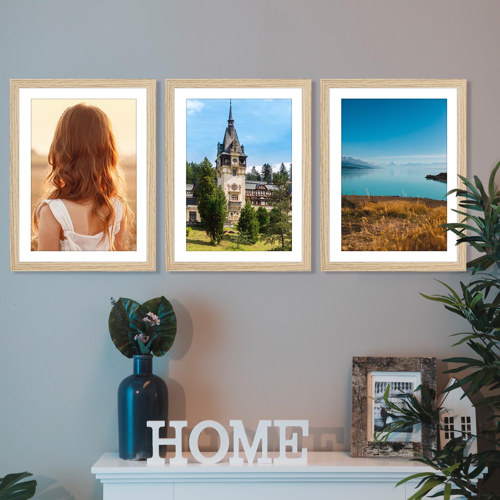 kollyseek 30x30cm MDF Picture Frame with Acrylic Glass and Natural Mount 12x12 in Display Photo Frame Decorative Poster Frame with Wood for Desktop/Wall Mounting (Natural) - Image 2