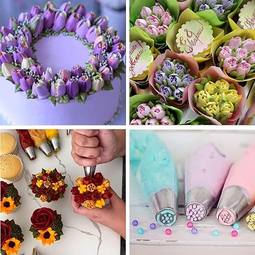 Miniatura 8 de GZMAISULEE Bolsas de pastelería desechables de 14 pulgadas, 200 bolsas de pastelería gruesas antiestallido con 2 lazos para bolsas de glaseado, 1