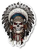 Skull Indiani d'America Sticker Bumper Sticker Vinyl Decal 5.5-Inch by 4.1-Inch | 2-Pack