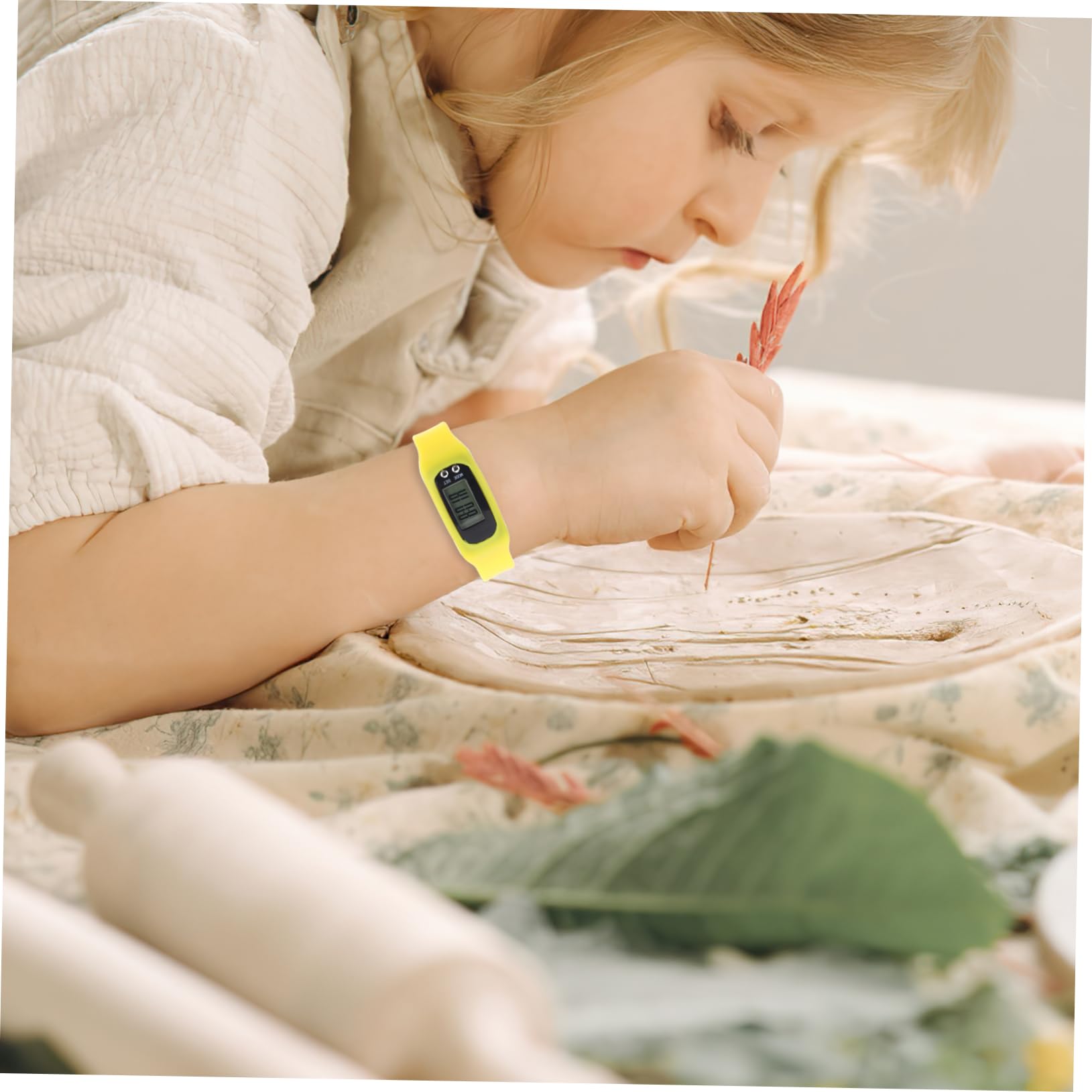 Reloj Podómetro de Silicona Amarillo, Pulsera Contadora de Pasos