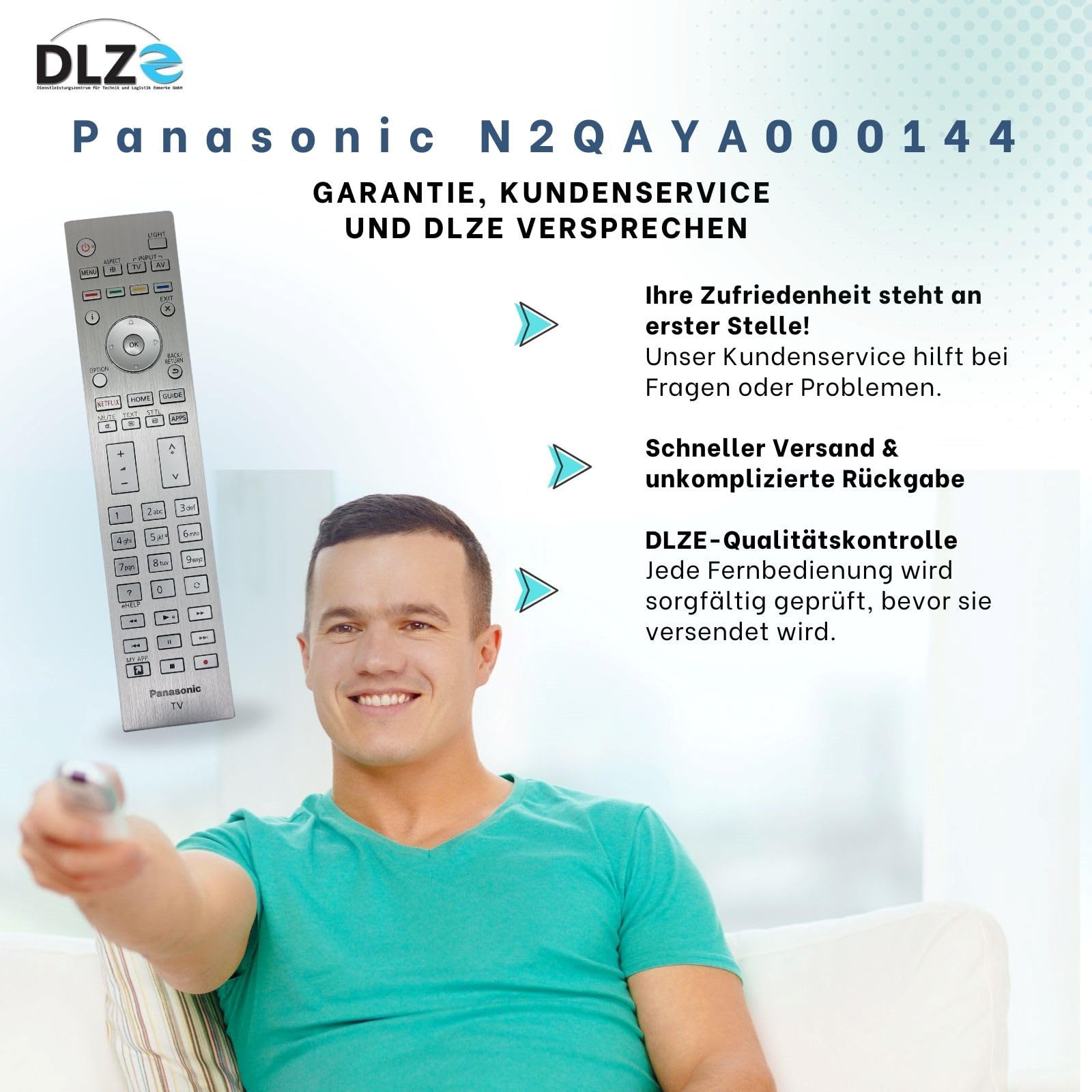 Panasonic N2QAYA000144 – Original-Fernbedienung für Panasonic Smart TVs – Modell, sofort einsatzbereit, kein Setup nötig