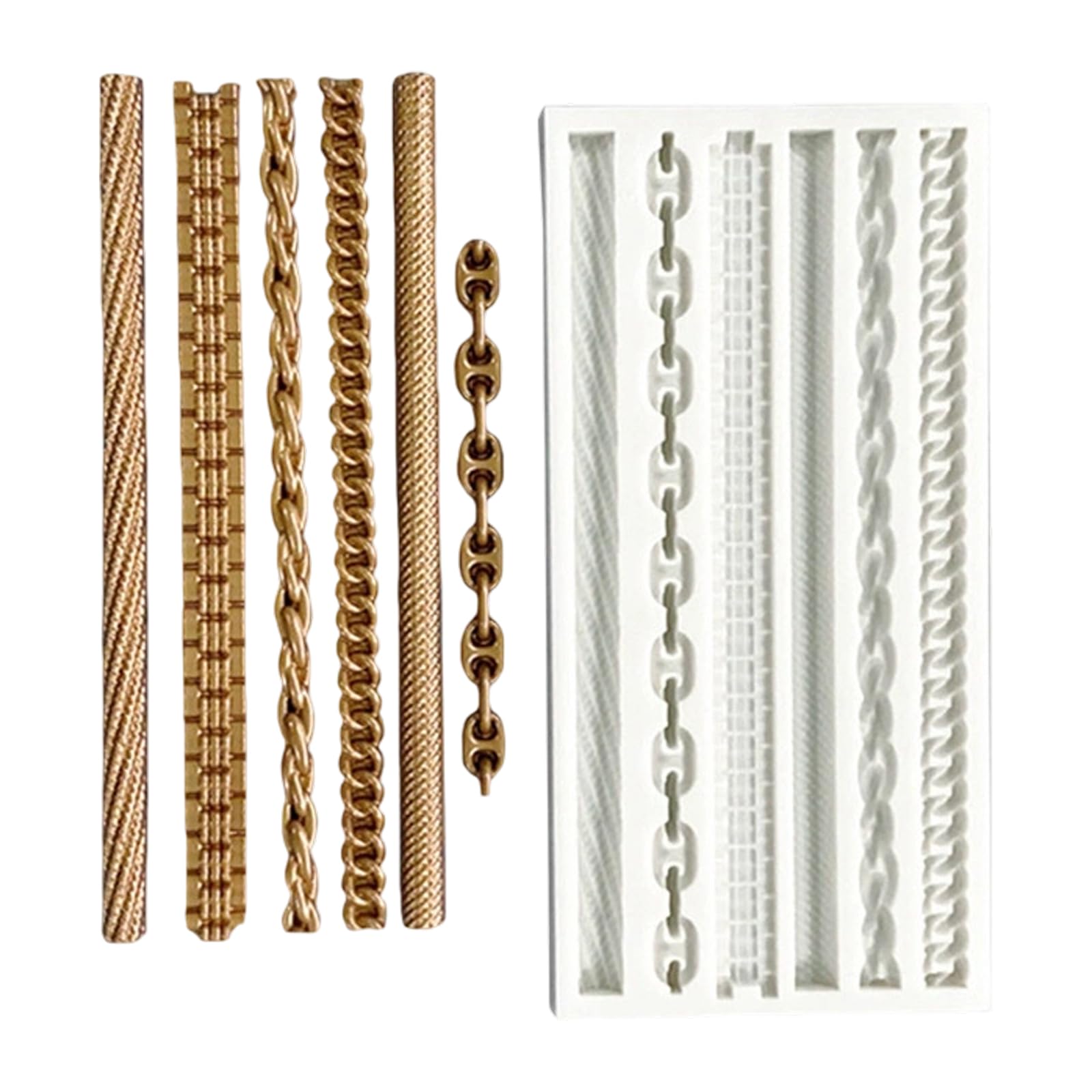 Whoasyst Braided Rope or Pearls Chain Silicone Cake Border Decors Molds for Decorating Birthday Wedding Cakes and Dessert Pearl Chain Baking Mold