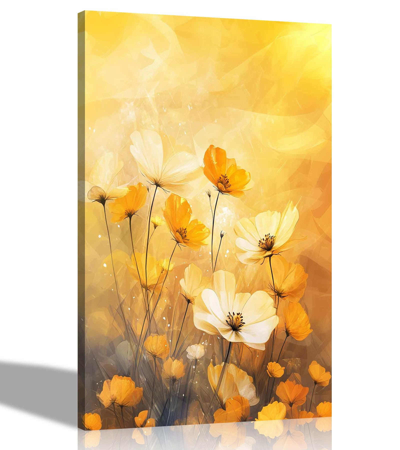 Artley Prints Summer Orange Flowers - Orange Abstract Summer Flowerscanvas Prints Framed Wall Art Flower Pictures Home Office Hanging 76 X 50Cm (30 X 20 Inches)