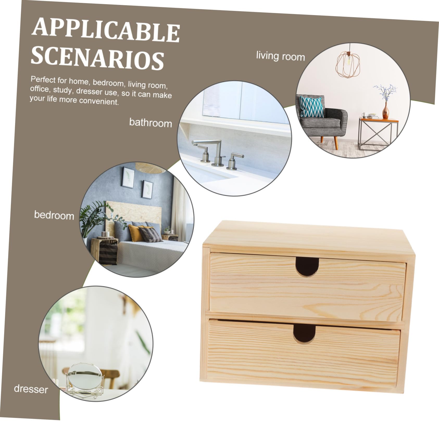 BESTYASH Schreibtisch Organizer aus Holz mit Schubladen Aufbewahrungsbox für Schreibtisch Schmuckschublade für Kleinigkeiten Holzbox für Schreibwaren