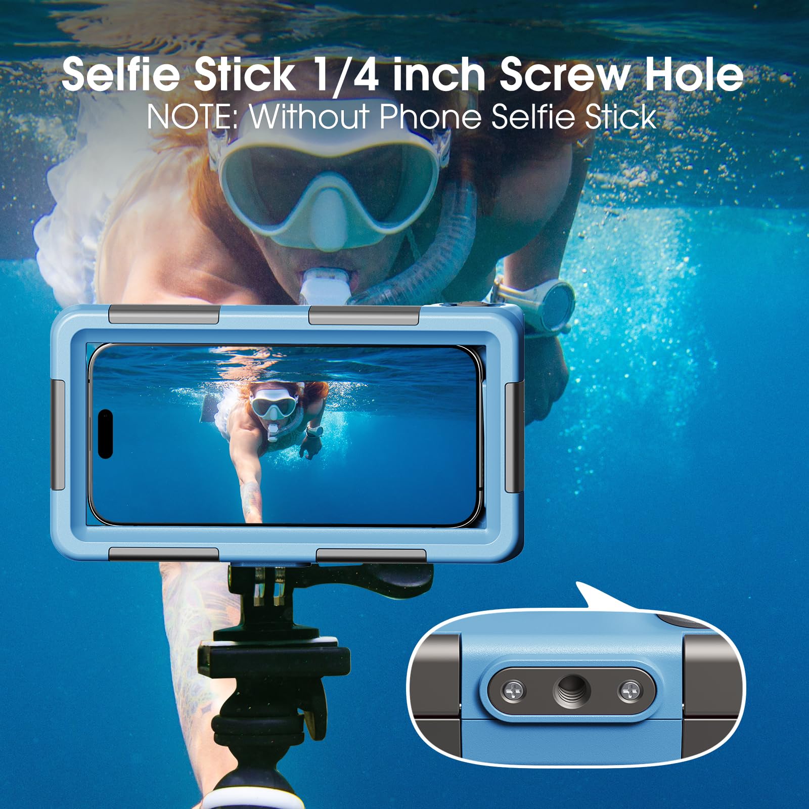2026 - Funda para iPhone 16/15/14/13/12 Pro Max/XR/XS/X Galaxy S24/S23/S22.[15 pies] Funda impermeable profesional de buceo bajo el agua, video fotográfico, color azul
