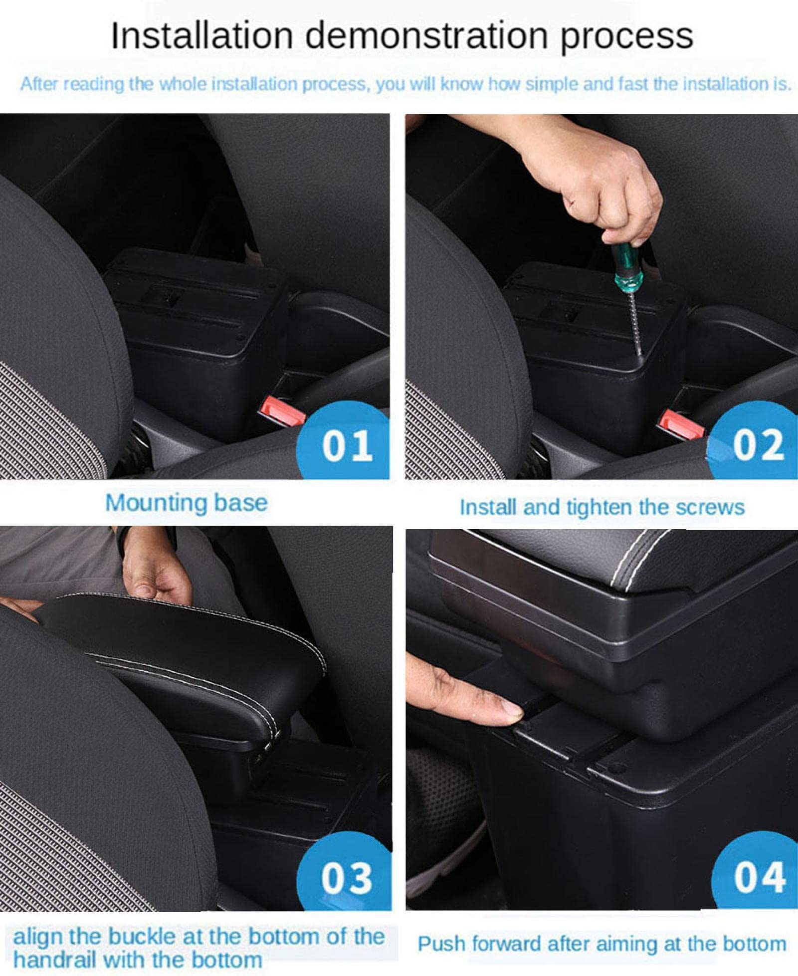 Center Console Armrest For Nissan Kicks (2016-2023) – Double Layer Storage, USB Ports, Sliding Design, Carbon Fiber Style
