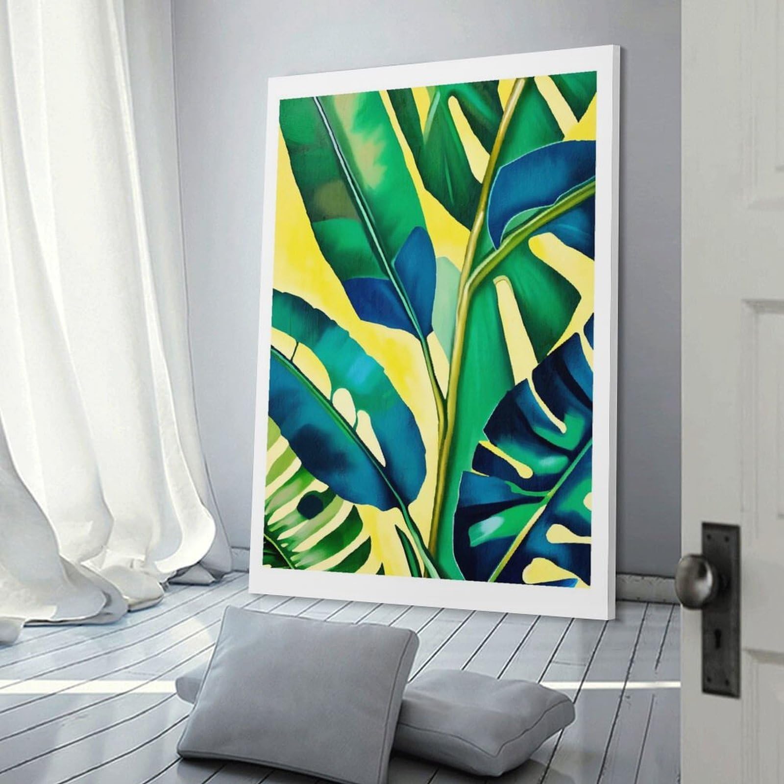 Junmoney Jungle Vibes Painting Decorative Canvas Print, 24x36inch(60x90cm), for Study, Office Or Focused Interiors, Canvas Wall Decor for Creative Rooms
