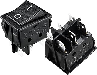 uxcell 5Pcs AC 16A/125V 16A/250V DPDT 6 Terminal 2 Position Boat Rocker Switch Black