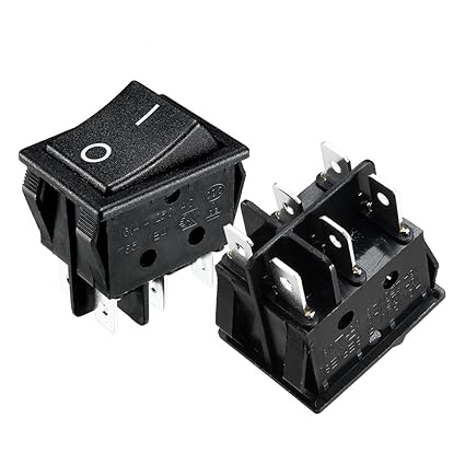 Sellify 5Pcs AC 20A/125V 22A/250V 6 Terminal 2 Position Boat Rocker DPDT Switch Black UL Listed