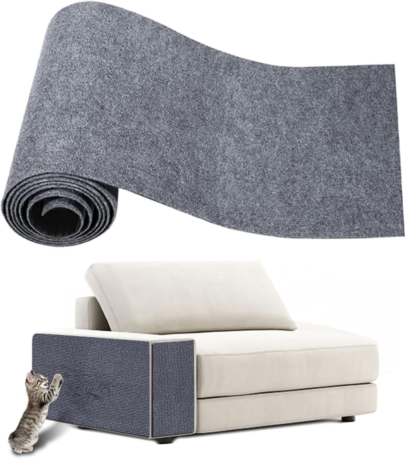 118" x 15.8" Cat Scratching Mat, Large Cat Scratch Furniture Protector Trimmable Self Adhesive Couch Protector fromClaws,Decorative Tree, Scratching