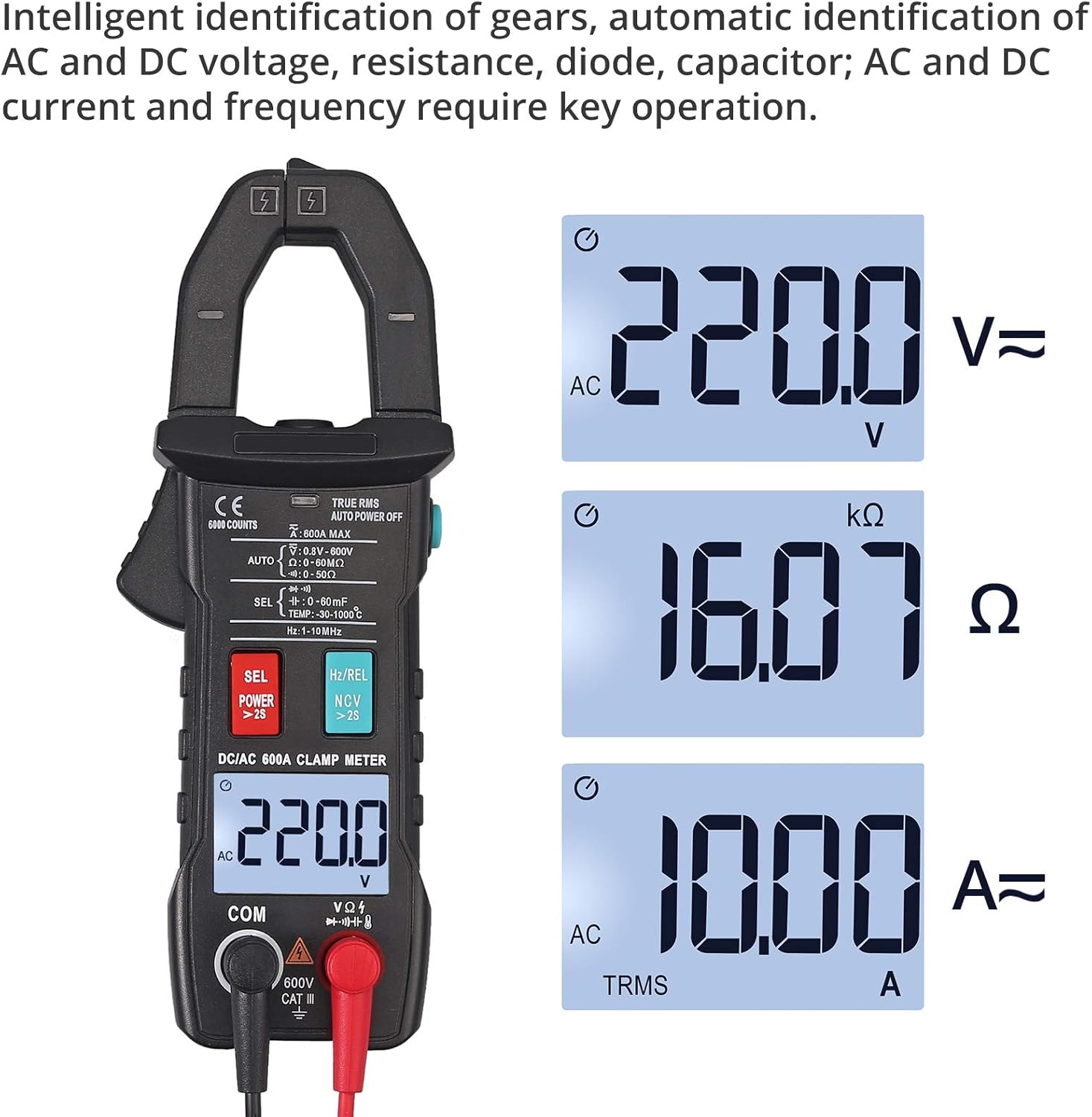 Wееklу Tор Sаlе Proster Digital Clamp Meter 6000 Counts TRMS Auto with NCV AC/DC Current &Voltage Continuity Tester 600A 600V Diode Resistance Capacitance Frequency Temperature Flashlight & Alligator Clips 80% оƒƒ Dіѕсоunt Proster Digital Clamp Meter 6000 Counts TRMS Auto with NCV AC/DC Current &Voltage Continuity Tester 600A 600V Diode Resistance Capacitance Frequency Temperature Flashlight & Alligator Clips