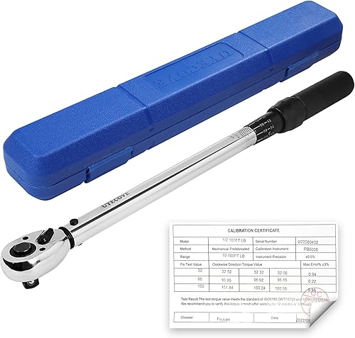 UYECOVE Llave dinamométrica de clic de 12 pulgada, llave dinamométrica profesional de clic de doble dirección 10-160FT-LB13.6-217N.M, escalas de