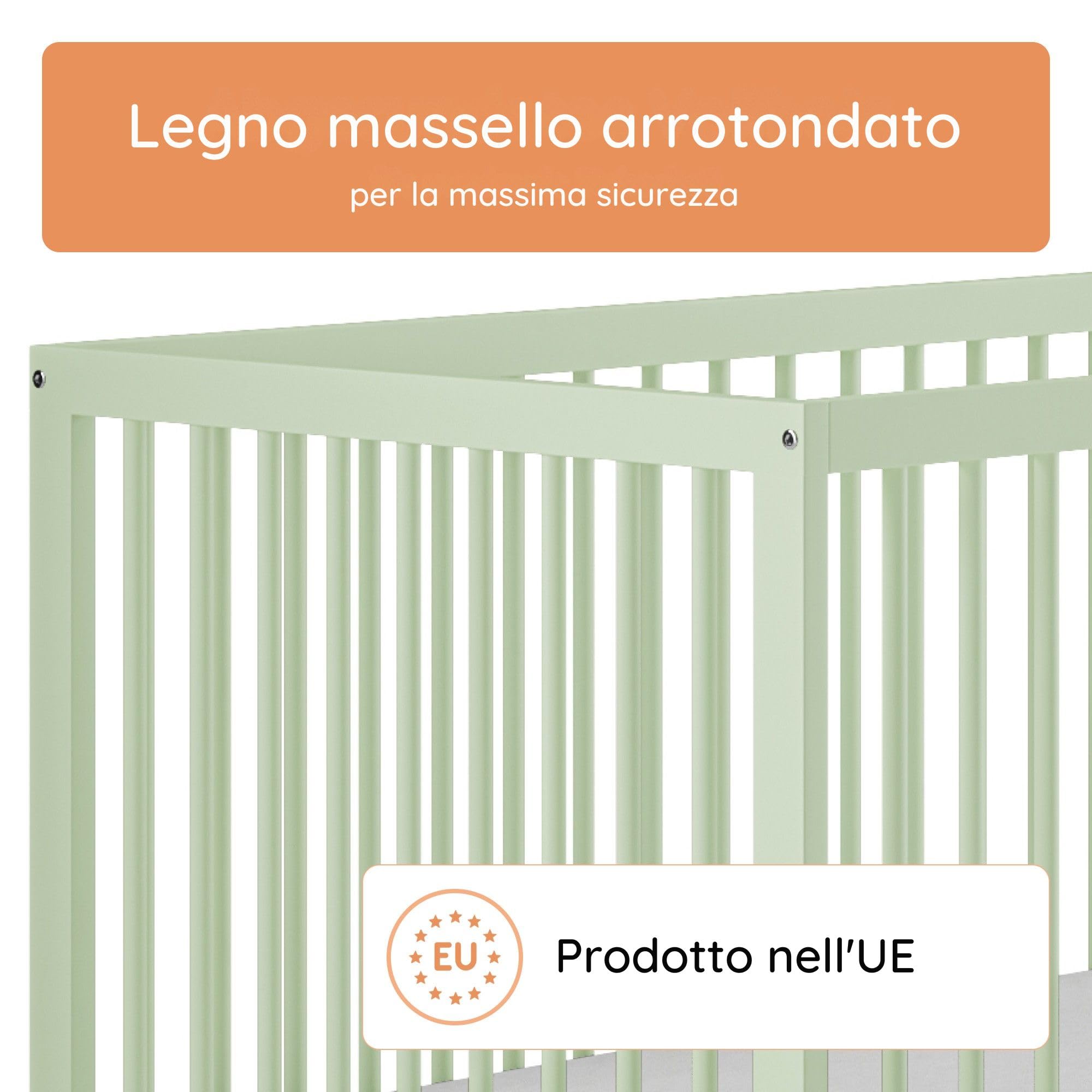 Kids Collective Letto per Bambini in legno di faggio 60x120 cm e 70x140 cm | Rete regolabile in altezza, sbarre removibili | Dalla nascita fino a 3 anni | Prodotto in UE | verde