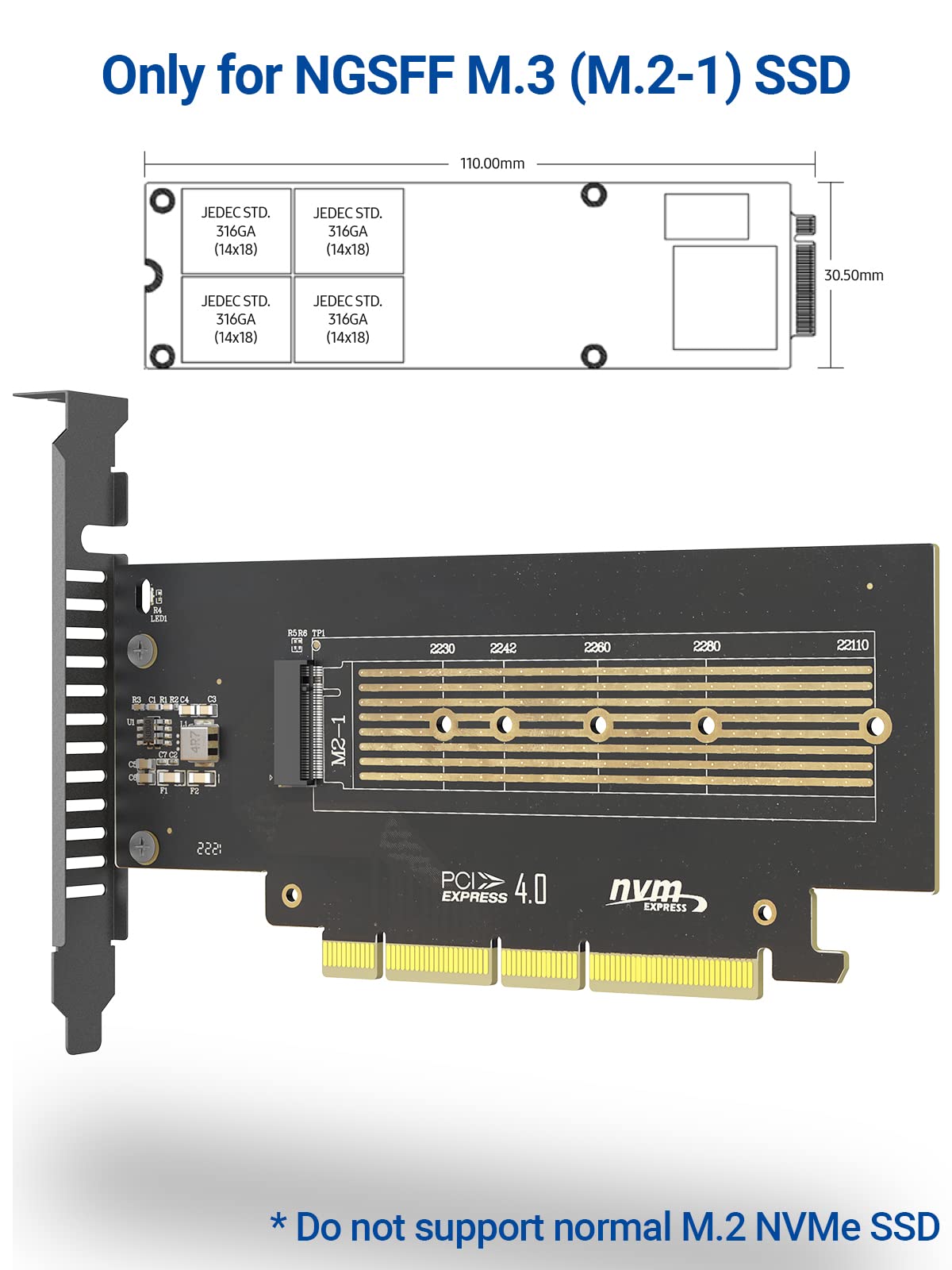 Amazon.co.jp: JEYI PCIe 4.0 x4 アダプター NGSFF NF1 M.3 NVMe 110mm