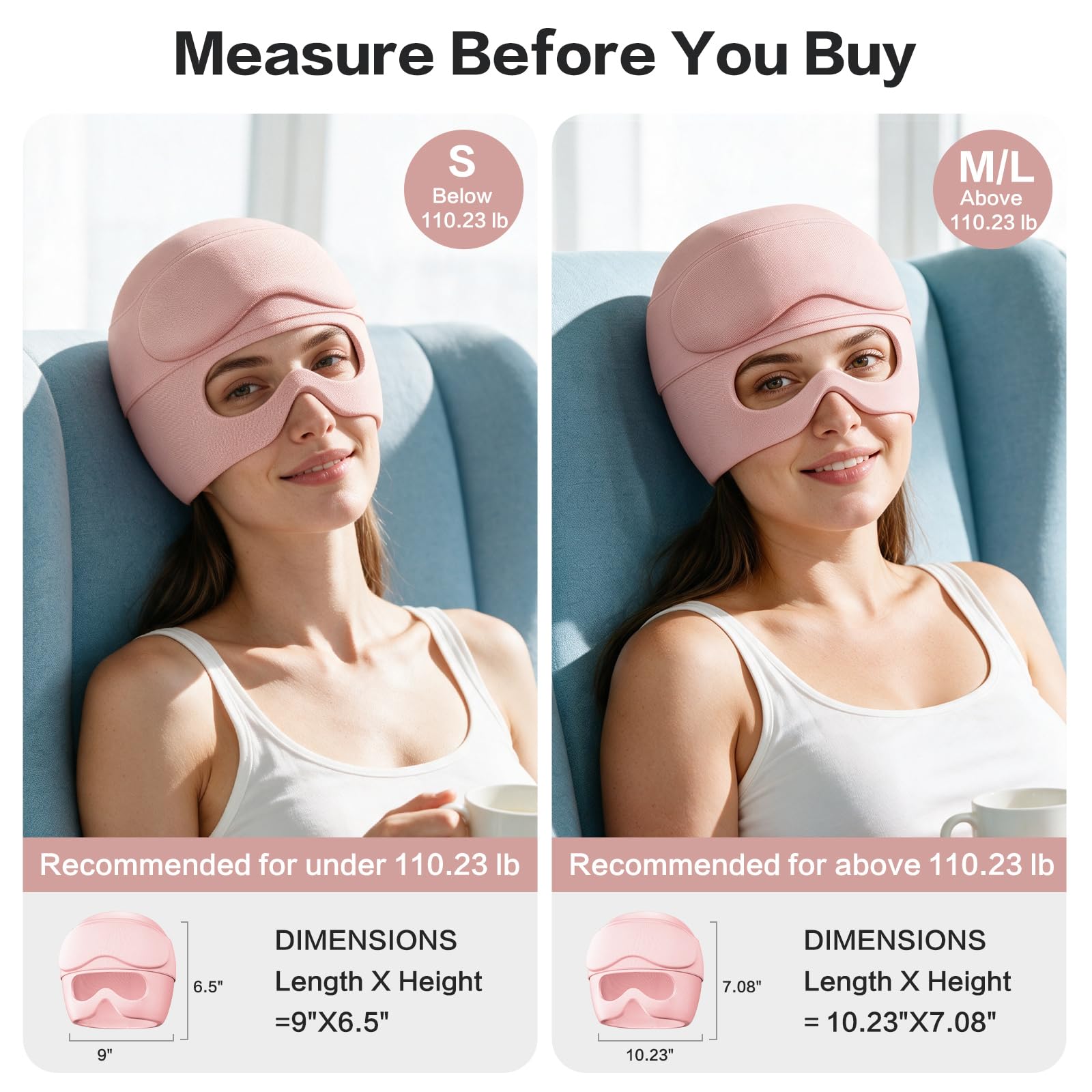 Gorro de alivio de migraña, máscara de ojos de gel desmontable 2 en 1 para terapia de frío y calor, máscara de dolor de cabeza con agujeros para los ojos, paquete de hielo para regalos de cumpleaños
