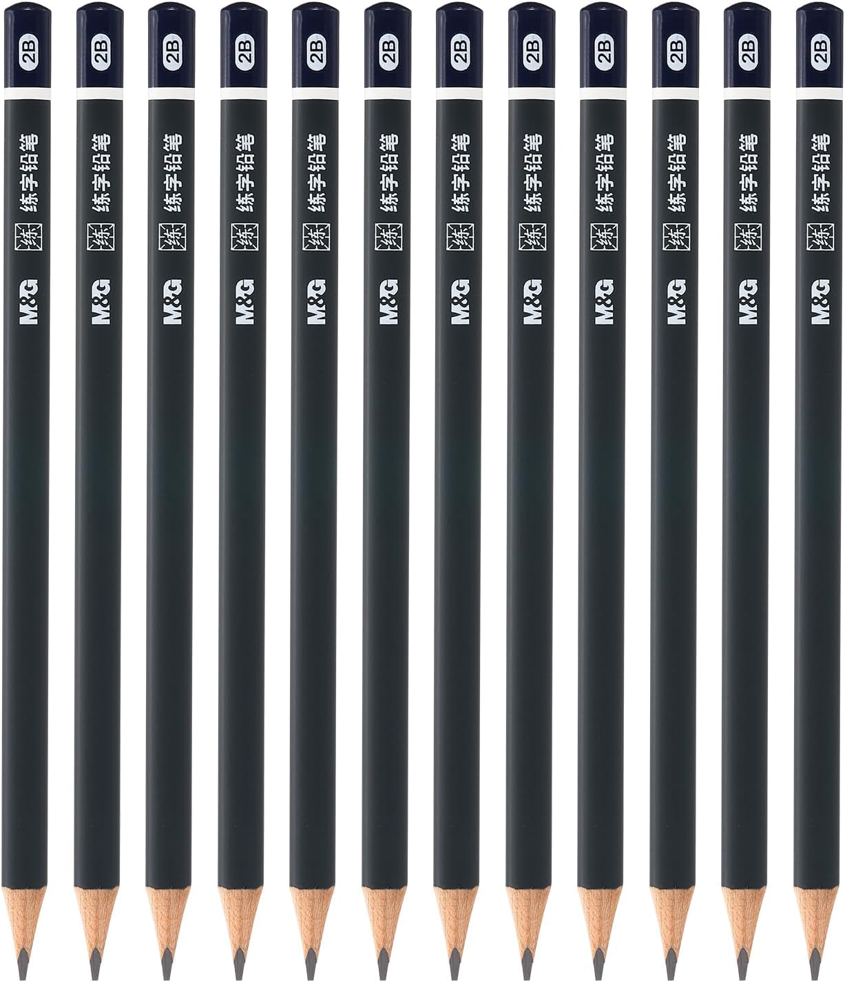 M&G Wooden Hexagonal Pencils, 12 Pcs 2B Pencils Graphite Round Pencils for Classroom Teacher Office Supplies, Grey