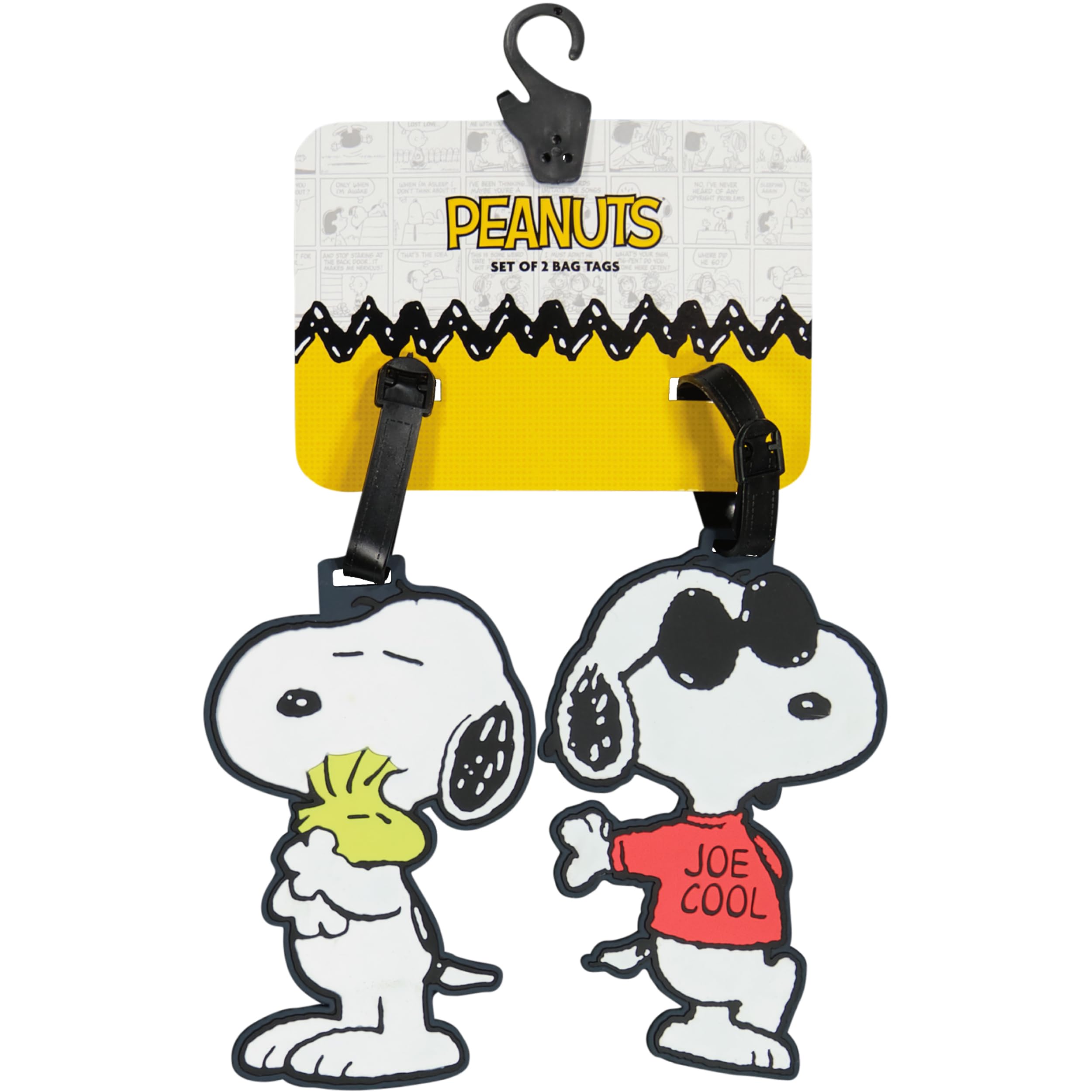 FUL Peanuts 2-Piece Suitcase ID Tag Set with Adjustable Straps, Snoopy, Multi, One Size