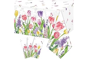 Kesfey Floral Plastic Tablecloths (3-Pack Disposable Tulip Tablecloths)