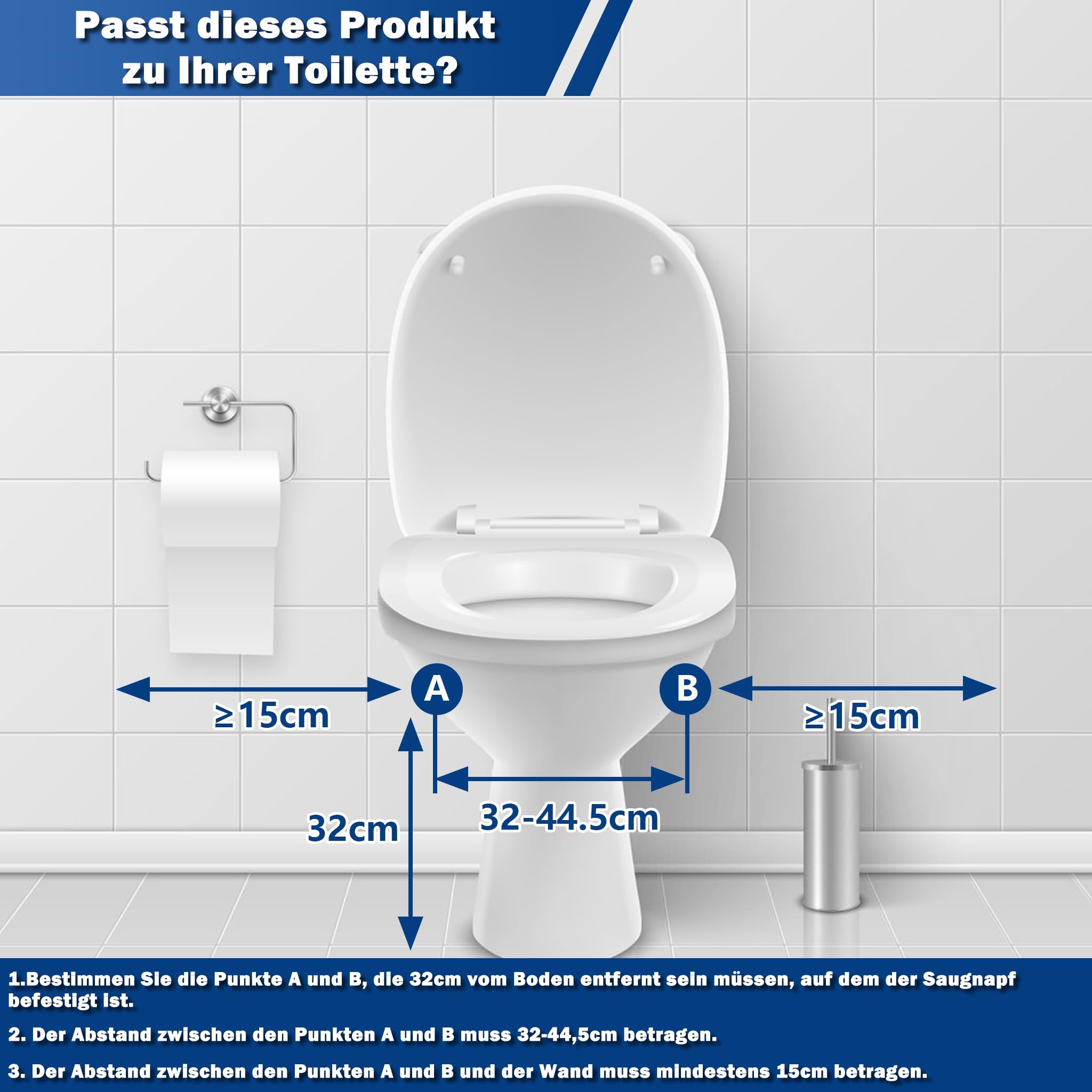 Froadp Sollevamento per WC per anziani e disabili, altezza e larghezza, regolabile, antiscivolo, con clip girevole per WC