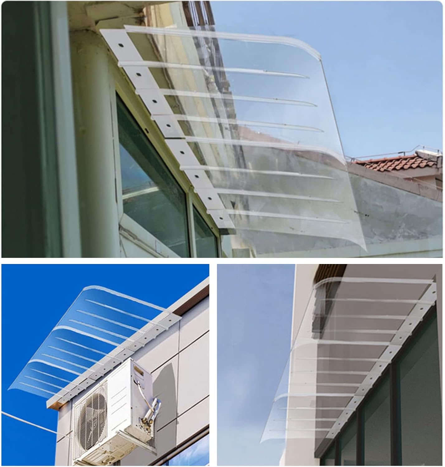 Outdoor Patio Canopy Awning - UV & Rain Protection Shelter, Transparent Polycarbonate Cover, Front Door Window Awning, Overhead Sun Shade (16"x16")