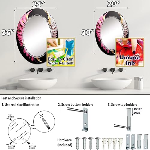 Miniatura 4 de Pink,Gold and Black Angel Wings III- Vanity Mirror, Bathroom Mirrors, Wall Mirrors for Living Room, Bedroom - Oval Mirror - Large 20'x30', 24'x36'