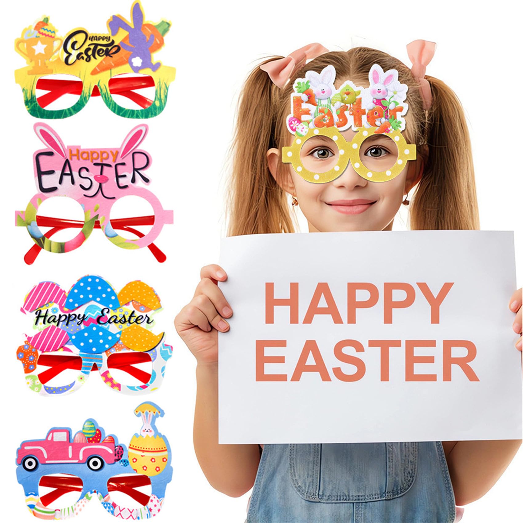 Gavoyeat 12 Pack Easter Party Favors Glasses Frame Decorations Accessories Supplies for Kids Adult Eyeglasses Ornaments Photo Booth Props Decor
